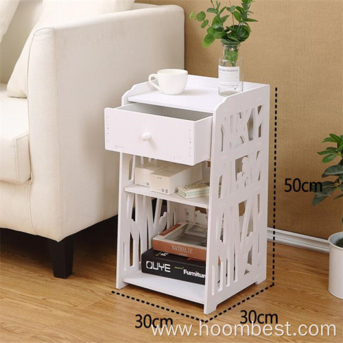 Small Side Table White Bookshelf Bedside Nightstand Table